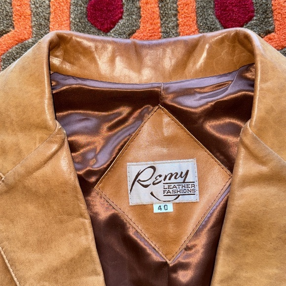 Remy Leather Fashions Men's 40 Tan Leather Blazer Jacket Sport Coat - Picture 4 of 16